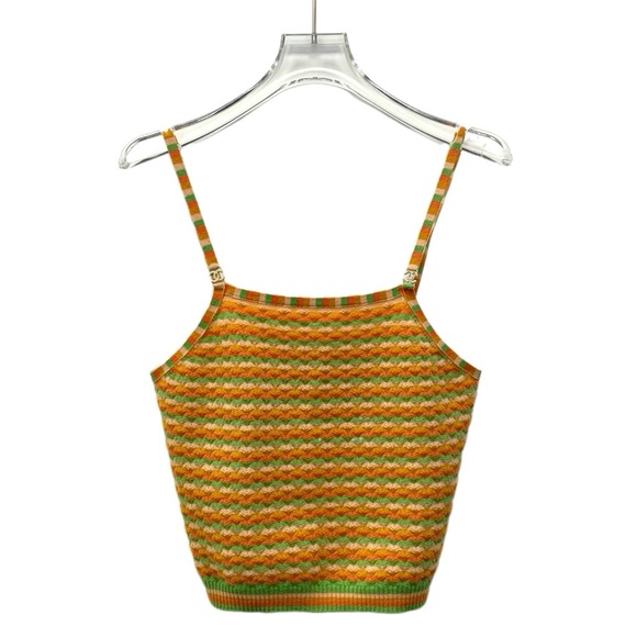 Chanel Striped Orange and Green Women's Top - Picture 1 of 7